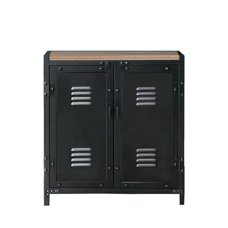Black Industrial Accent Cabinet with Doors and Bar Pulls Storage Cabinet 31"L x 16"W x 30"H Iron Clearhalo 'Cabinets & Chests' 'cabinets_chests' 'furn' 'furn_cabinets_chests' 'Furniture' 'Living Room Furniture' 5754795