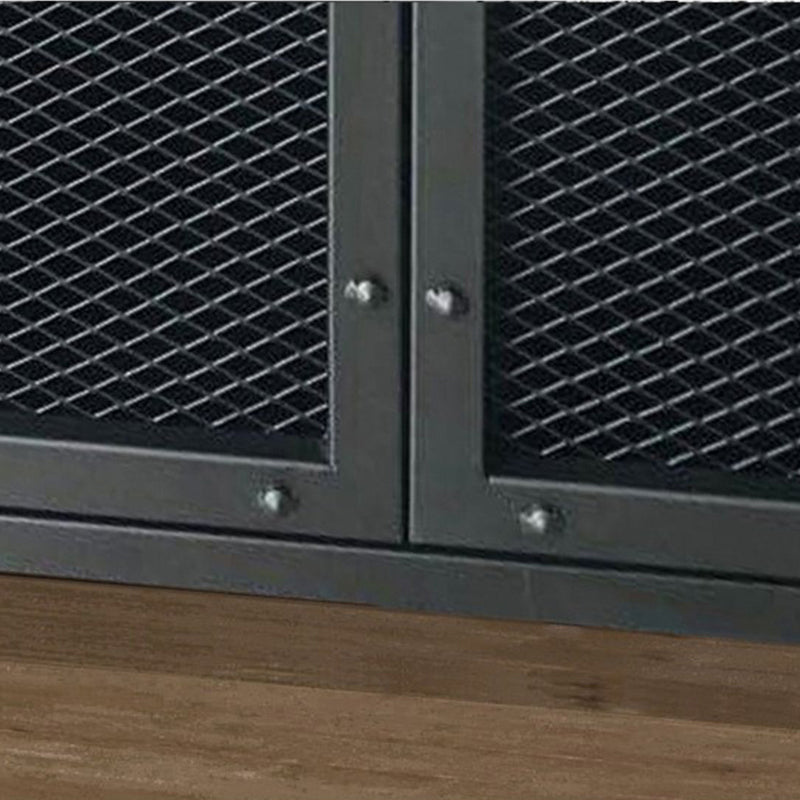Black Industrial Accent Cabinet with Doors and Bar Pulls Storage Cabinet Clearhalo 'Cabinets & Chests' 'cabinets_chests' 'furn' 'furn_cabinets_chests' 'Furniture' 'Living Room Furniture' 5754796