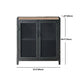 Black Industrial Accent Cabinet with Doors and Bar Pulls Storage Cabinet Clearhalo 'Cabinets & Chests' 'cabinets_chests' 'furn' 'furn_cabinets_chests' 'Furniture' 'Living Room Furniture' 5754802