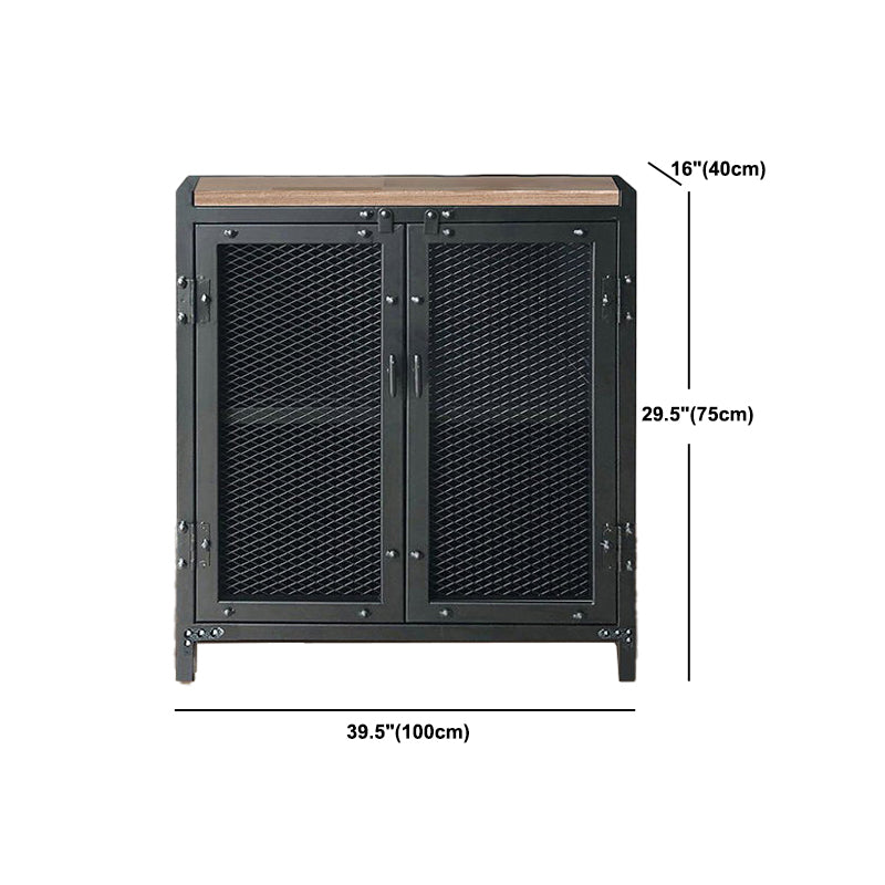 Black Industrial Accent Cabinet with Doors and Bar Pulls Storage Cabinet Clearhalo 'Cabinets & Chests' 'cabinets_chests' 'furn' 'furn_cabinets_chests' 'Furniture' 'Living Room Furniture' 5754806