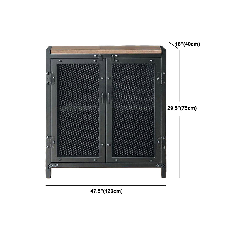 Black Industrial Accent Cabinet with Doors and Bar Pulls Storage Cabinet Clearhalo 'Cabinets & Chests' 'cabinets_chests' 'furn' 'furn_cabinets_chests' 'Furniture' 'Living Room Furniture' 5754808