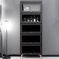 Modern 11.81" W Wooden Side Cabinet with Glass Doors in Black Clearhalo 'Cabinets & Chests' 'cabinets_chests' 'furn' 'furn_cabinets_chests' 'Furniture' 'Living Room Furniture' 5754960