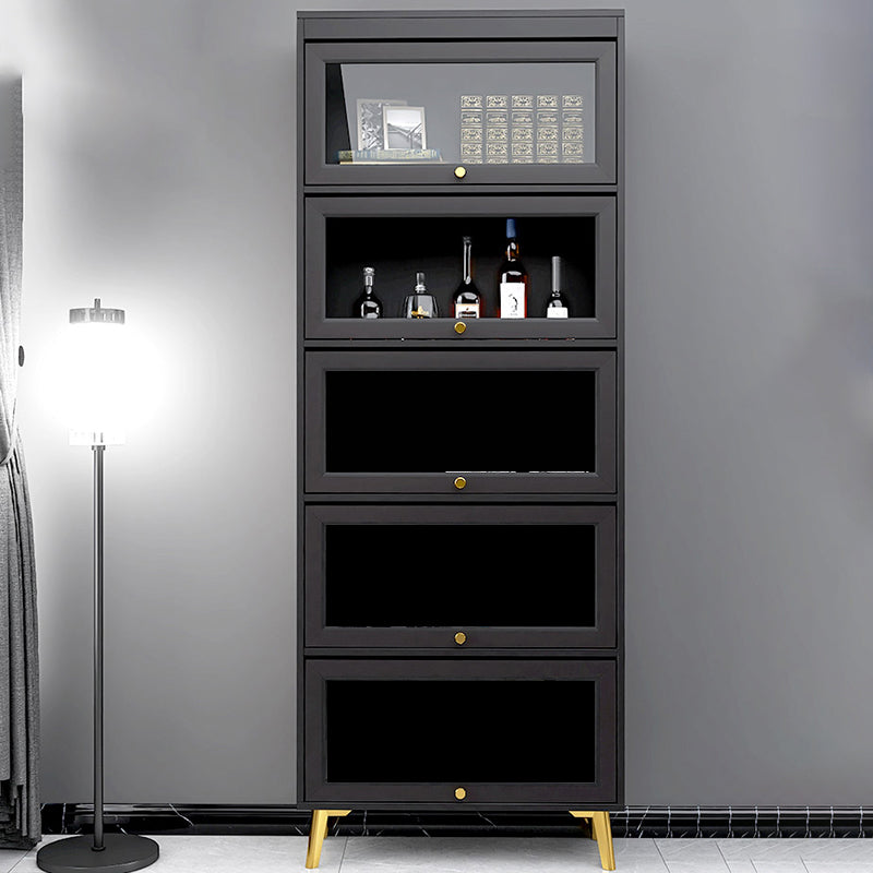 Modern 11.81" W Wooden Side Cabinet with Glass Doors in Black Clearhalo 'Cabinets & Chests' 'cabinets_chests' 'furn' 'furn_cabinets_chests' 'Furniture' 'Living Room Furniture' 5754960