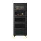 Modern 11.81" W Wooden Side Cabinet with Glass Doors in Black 31.5"L x 11.8"W x 82.7"H Clearhalo 'Cabinets & Chests' 'cabinets_chests' 'furn' 'furn_cabinets_chests' 'Furniture' 'Living Room Furniture' 5754961