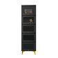 Modern 11.81" W Wooden Side Cabinet with Glass Doors in Black 23.6"L x 11.8"W x 82.7"H Clearhalo 'Cabinets & Chests' 'cabinets_chests' 'furn' 'furn_cabinets_chests' 'Furniture' 'Living Room Furniture' 5754962