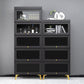 Modern 11.81" W Wooden Side Cabinet with Glass Doors in Black Clearhalo 'Cabinets & Chests' 'cabinets_chests' 'furn' 'furn_cabinets_chests' 'Furniture' 'Living Room Furniture' 5754963