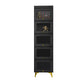 Modern 11.81" W Wooden Side Cabinet with Glass Doors in Black 19.7"L x 11.8"W x 82.7"H Clearhalo 'Cabinets & Chests' 'cabinets_chests' 'furn' 'furn_cabinets_chests' 'Furniture' 'Living Room Furniture' 5754965