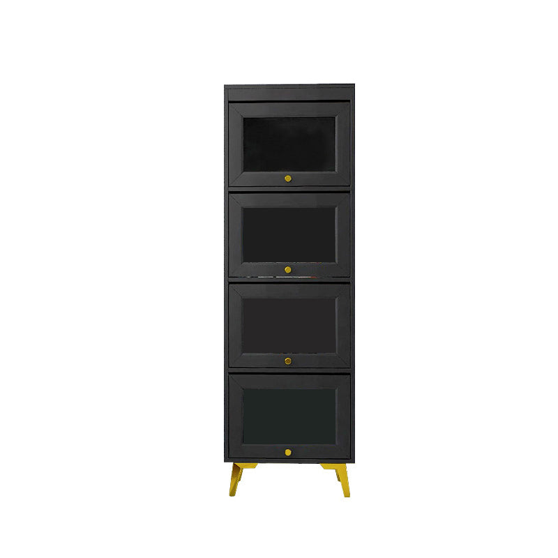 Modern 11.81" W Wooden Side Cabinet with Glass Doors in Black 19.7"L x 11.8"W x 66.9"H Clearhalo 'Cabinets & Chests' 'cabinets_chests' 'furn' 'furn_cabinets_chests' 'Furniture' 'Living Room Furniture' 5754967