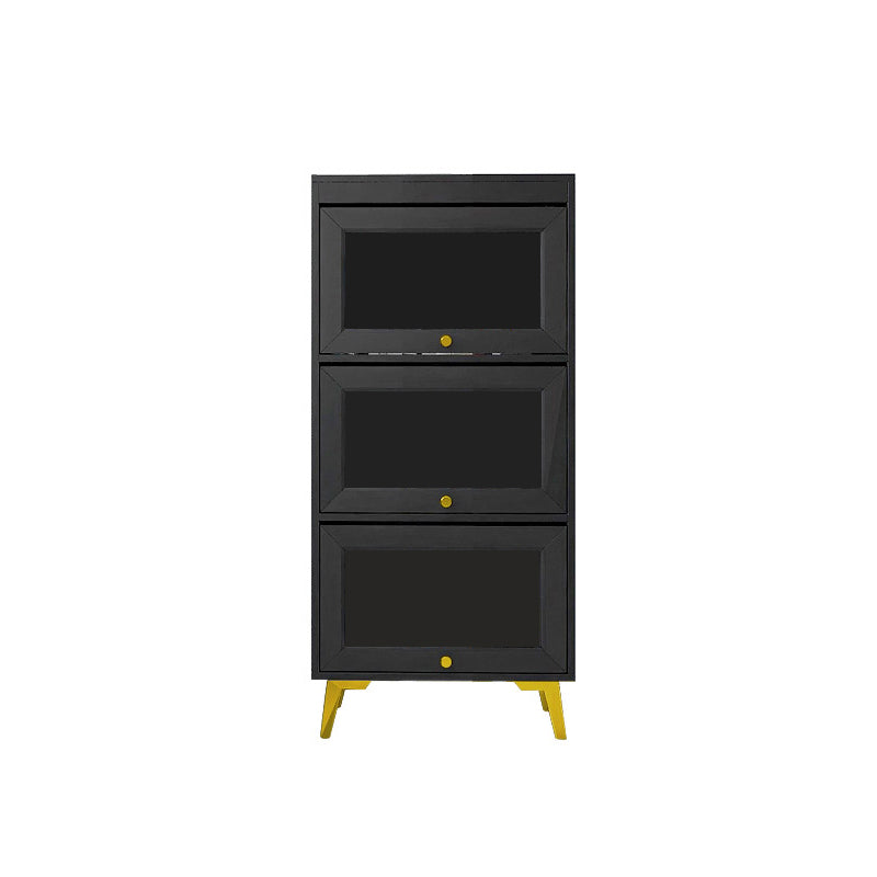 Modern 11.81" W Wooden Side Cabinet with Glass Doors in Black 23.6"L x 11.8"W x 53.1"H Clearhalo 'Cabinets & Chests' 'cabinets_chests' 'furn' 'furn_cabinets_chests' 'Furniture' 'Living Room Furniture' 5754973