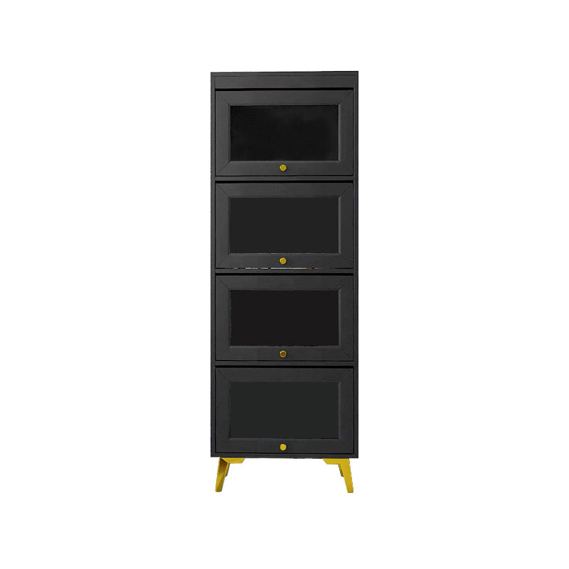 Modern 11.81" W Wooden Side Cabinet with Glass Doors in Black 23.6"L x 11.8"W x 66.9"H Clearhalo 'Cabinets & Chests' 'cabinets_chests' 'furn' 'furn_cabinets_chests' 'Furniture' 'Living Room Furniture' 5754974