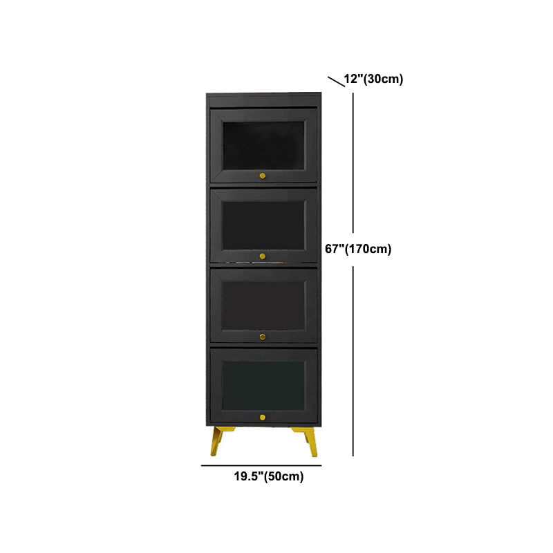 Modern 11.81" W Wooden Side Cabinet with Glass Doors in Black Clearhalo 'Cabinets & Chests' 'cabinets_chests' 'furn' 'furn_cabinets_chests' 'Furniture' 'Living Room Furniture' 5754978