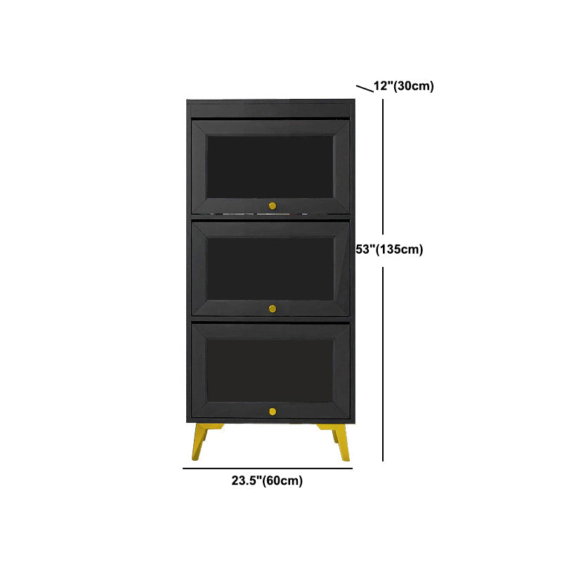 Modern 11.81" W Wooden Side Cabinet with Glass Doors in Black Clearhalo 'Cabinets & Chests' 'cabinets_chests' 'furn' 'furn_cabinets_chests' 'Furniture' 'Living Room Furniture' 5754980