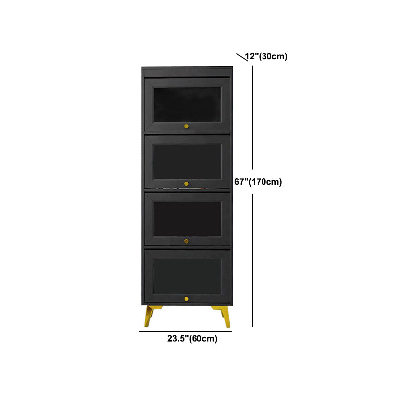 Modern 11.81" W Wooden Side Cabinet with Glass Doors in Black Clearhalo 'Cabinets & Chests' 'cabinets_chests' 'furn' 'furn_cabinets_chests' 'Furniture' 'Living Room Furniture' 5754981