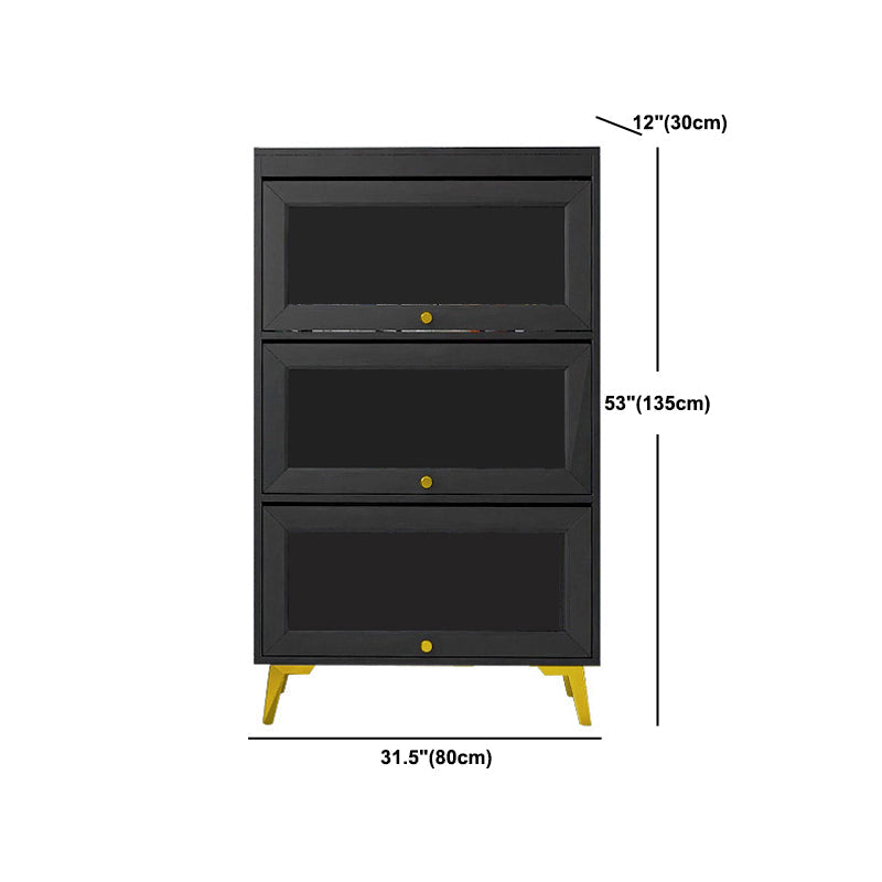 Modern 11.81" W Wooden Side Cabinet with Glass Doors in Black Clearhalo 'Cabinets & Chests' 'cabinets_chests' 'furn' 'furn_cabinets_chests' 'Furniture' 'Living Room Furniture' 5754983
