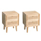 Legno massiccio e rattan comodino deposito a 2 cassette cassetto gambe incluse