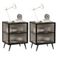 Cabinets Included Bed Nightstand Modern Shelves Bedside Cabinet Glass Door Black 2 Piece Set Clearhalo 'Bedroom Furniture' 'furn' 'furn_night_stand' 'Furniture' 'night_stand' 'Nightstands' 5755050