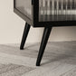 Cabinets Included Bed Nightstand Modern Shelves Bedside Cabinet Glass Door Clearhalo 'Bedroom Furniture' 'furn' 'furn_night_stand' 'Furniture' 'night_stand' 'Nightstands' 5755054