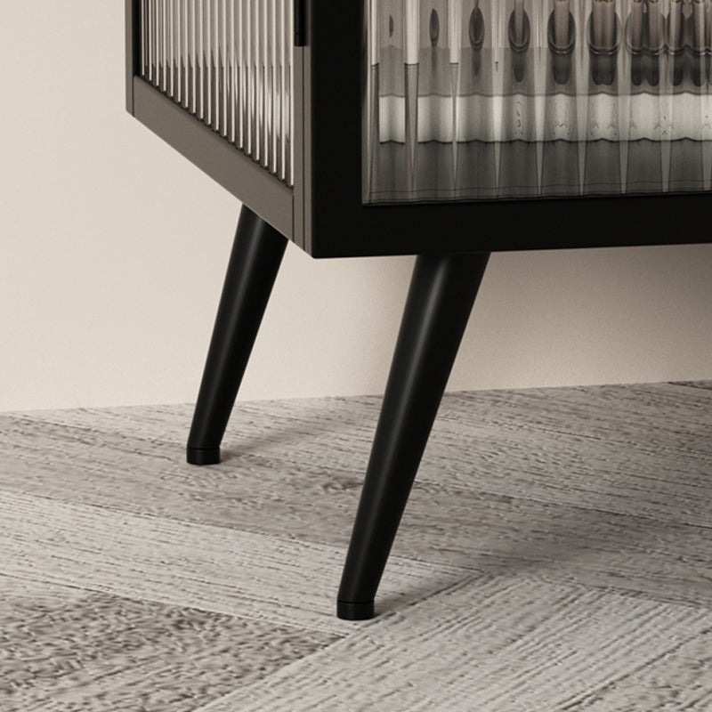 Cabinets Included Bed Nightstand Modern Shelves Bedside Cabinet Glass Door Clearhalo 'Bedroom Furniture' 'furn' 'furn_night_stand' 'Furniture' 'night_stand' 'Nightstands' 5755054