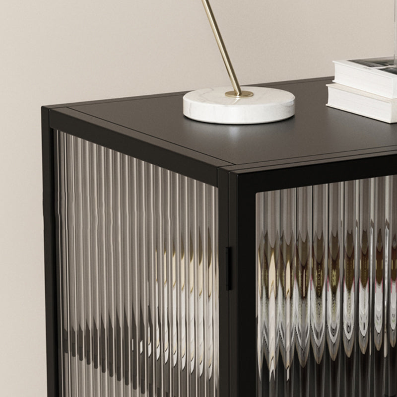 Cabinets Included Bed Nightstand Modern Shelves Bedside Cabinet Glass Door Clearhalo 'Bedroom Furniture' 'furn' 'furn_night_stand' 'Furniture' 'night_stand' 'Nightstands' 5755056