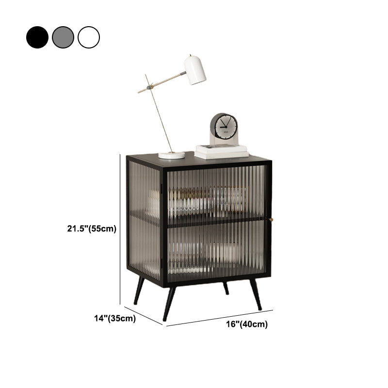 Cabinets Included Bed Nightstand Modern Shelves Bedside Cabinet Glass Door Clearhalo 'Bedroom Furniture' 'furn' 'furn_night_stand' 'Furniture' 'night_stand' 'Nightstands' 5755060