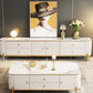 Glam White Stone Top TV Stand 4-Drawer TV Console with Stainless Steel Frame Clearhalo 'furn' 'furn_tv_stands_entertainment_centers' 'Furniture' 'Living Room Furniture' 'TV Stands & Entertainment Centers' 'TV Stands & Media Storage Furniture' 'tv_stands_entertainment_centers' 5755078