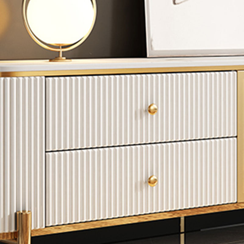 Glam White Stone Top TV Stand 4-Drawer TV Console with Stainless Steel Frame Clearhalo 'furn' 'furn_tv_stands_entertainment_centers' 'Furniture' 'Living Room Furniture' 'TV Stands & Entertainment Centers' 'TV Stands & Media Storage Furniture' 'tv_stands_entertainment_centers' 5755082