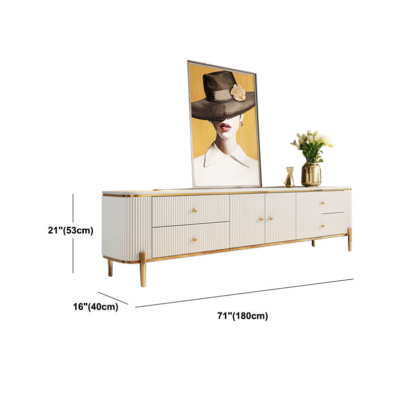 Glam White Stone Top TV Stand 4-Drawer TV Console with Stainless Steel Frame Clearhalo 'furn' 'furn_tv_stands_entertainment_centers' 'Furniture' 'Living Room Furniture' 'TV Stands & Entertainment Centers' 'TV Stands & Media Storage Furniture' 'tv_stands_entertainment_centers' 5755085