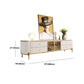 Glam White Stone Top TV Stand 4-Drawer TV Console with Stainless Steel Frame Clearhalo 'furn' 'furn_tv_stands_entertainment_centers' 'Furniture' 'Living Room Furniture' 'TV Stands & Entertainment Centers' 'TV Stands & Media Storage Furniture' 'tv_stands_entertainment_centers' 5755086