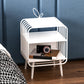 Contemporary Open Storage Nightstand Metal Night Table with 2 Shelves