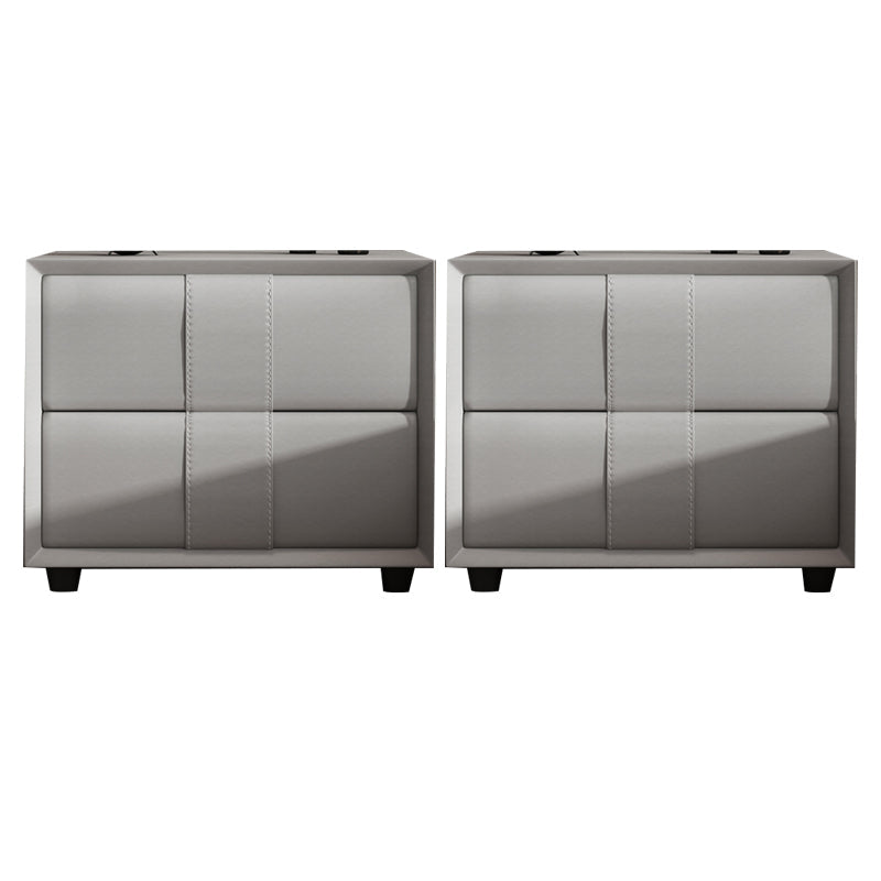 Rectangular Two Drawer Nightstand Contemporary 15.7" H Night Table Light Gray 2 Piece Set Clearhalo 'Bedroom Furniture' 'furn' 'furn_night_stand' 'Furniture' 'night_stand' 'Nightstands' 5755148