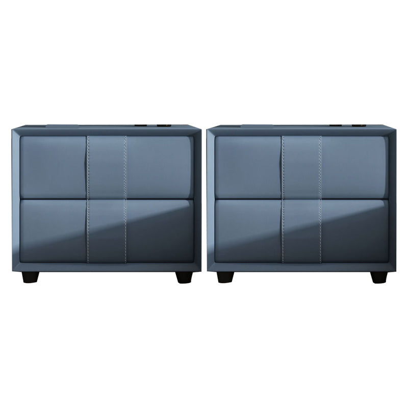 Rectangular Two Drawer Nightstand Contemporary 15.7" H Night Table Blue 2 Piece Set Clearhalo 'Bedroom Furniture' 'furn' 'furn_night_stand' 'Furniture' 'night_stand' 'Nightstands' 5755153