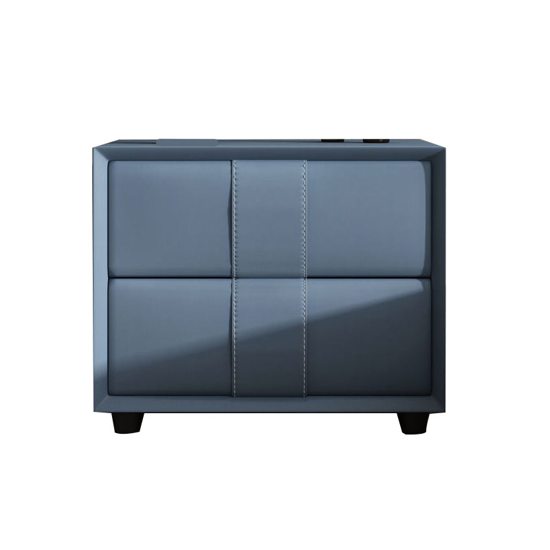Rectangular Two Drawer Nightstand Contemporary 15.7" H Night Table Blue 1 Piece Clearhalo 'Bedroom Furniture' 'furn' 'furn_night_stand' 'Furniture' 'night_stand' 'Nightstands' 5755156