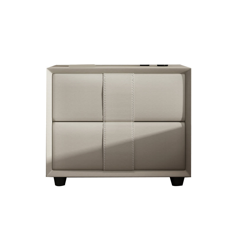 Rectangular Two Drawer Nightstand Contemporary 15.7" H Night Table Off-White 1 Piece Clearhalo 'Bedroom Furniture' 'furn' 'furn_night_stand' 'Furniture' 'night_stand' 'Nightstands' 5755158
