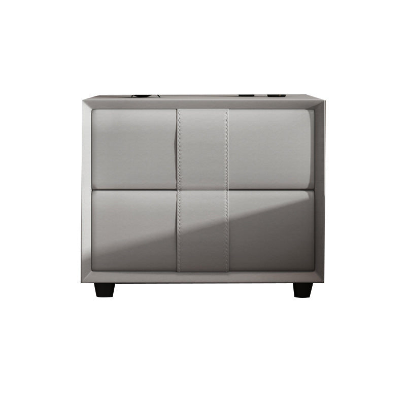 Rectangular Two Drawer Nightstand Contemporary 15.7" H Night Table Light Gray 1 Piece Clearhalo 'Bedroom Furniture' 'furn' 'furn_night_stand' 'Furniture' 'night_stand' 'Nightstands' 5755159