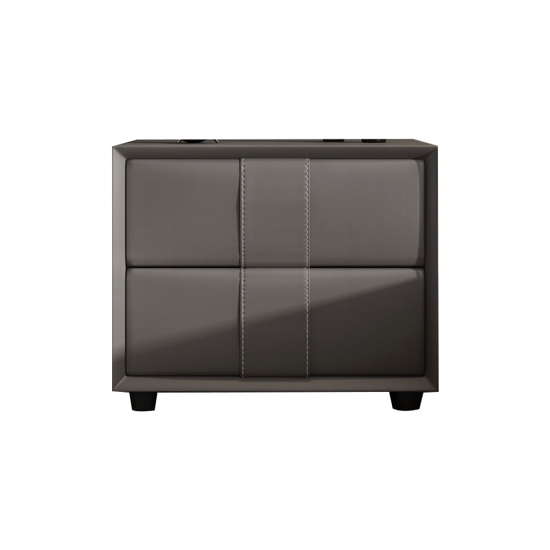 Rectangular Two Drawer Nightstand Contemporary 15.7" H Night Table Dark Gray 1 Piece Clearhalo 'Bedroom Furniture' 'furn' 'furn_night_stand' 'Furniture' 'night_stand' 'Nightstands' 5755160