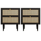 Wicker & Rattan Modern Night Table Solid Wood Storage 20.47 Inch H Nightstand
