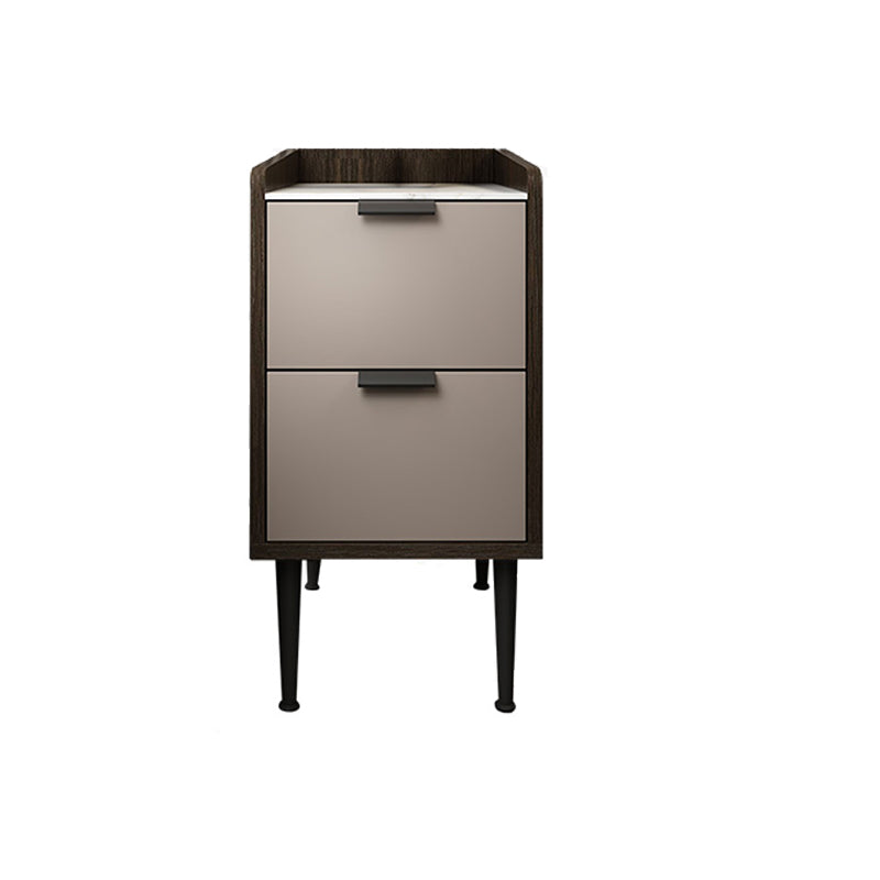 Espresso Wood and Off-White Night Table Modern Stone and Pearl Wood Bedside Cabinet 9.8"L x 15.7"W x 20.8"H Coffee 1 Piece Clearhalo 'Bedroom Furniture' 'furn' 'furn_night_stand' 'Furniture' 'night_stand' 'Nightstands' 5755210