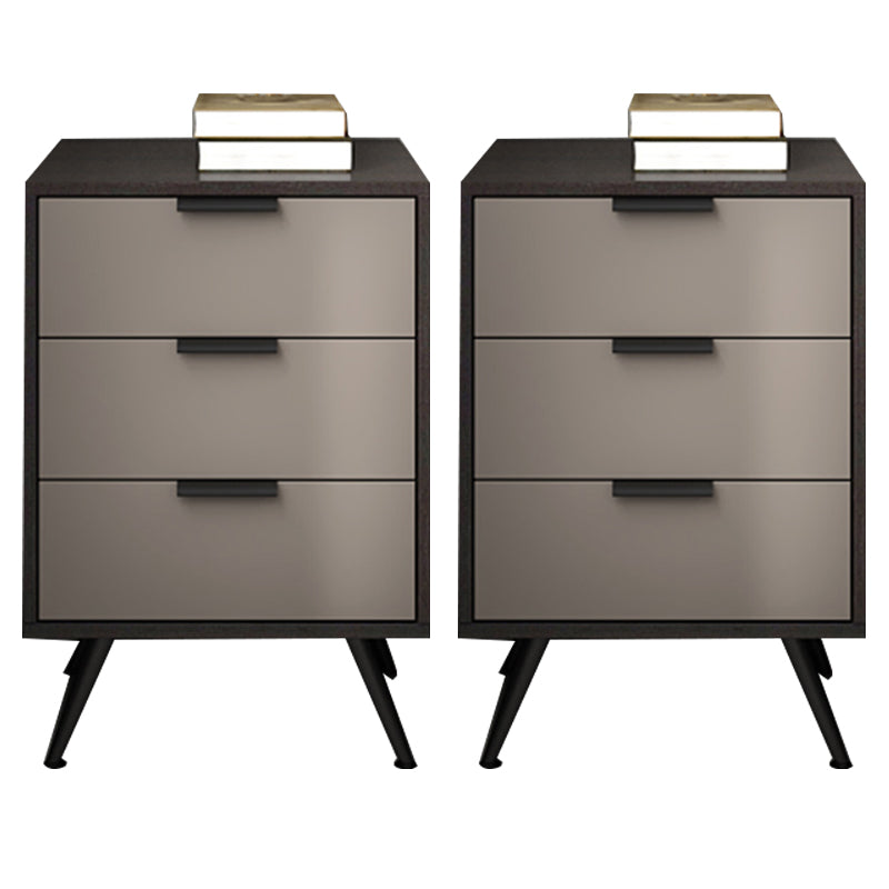 Espresso Wood and Off-White Night Table Modern Stone and Pearl Wood Bedside Cabinet 15.7"L x 15.7"W x 20.8"H Brown 2 Piece Set Clearhalo 'Bedroom Furniture' 'furn' 'furn_night_stand' 'Furniture' 'night_stand' 'Nightstands' 5755221