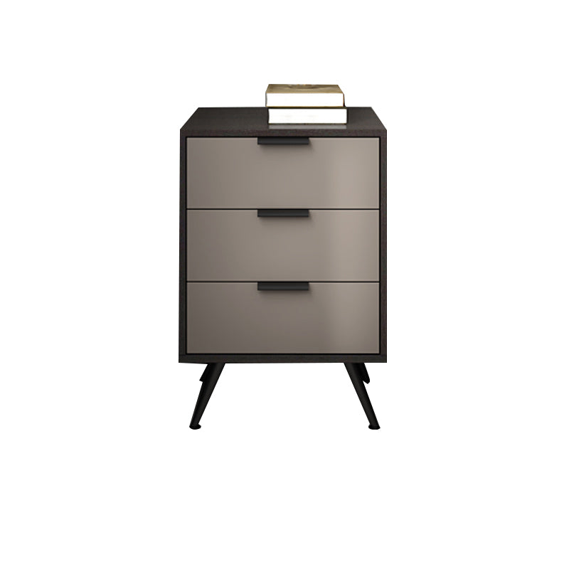 Espresso Wood and Off-White Night Table Modern Stone and Pearl Wood Bedside Cabinet 15.7"L x 15.7"W x 20.8"H Brown 1 Piece Clearhalo 'Bedroom Furniture' 'furn' 'furn_night_stand' 'Furniture' 'night_stand' 'Nightstands' 5755230
