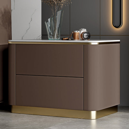 Glamholz-basierter Panel Akzenttisch Nachttisch Schubladen Aufbewahrung Nachttisch