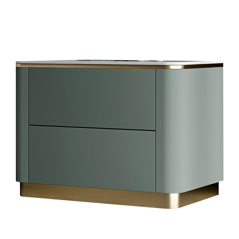 Glam Wood-Based Panel Accent Table Nightstand Drawer Storage Night Table