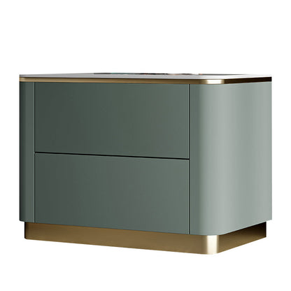 Glam Wood-Based Panel Accent Table Nightstand Drawer Storage Night Table