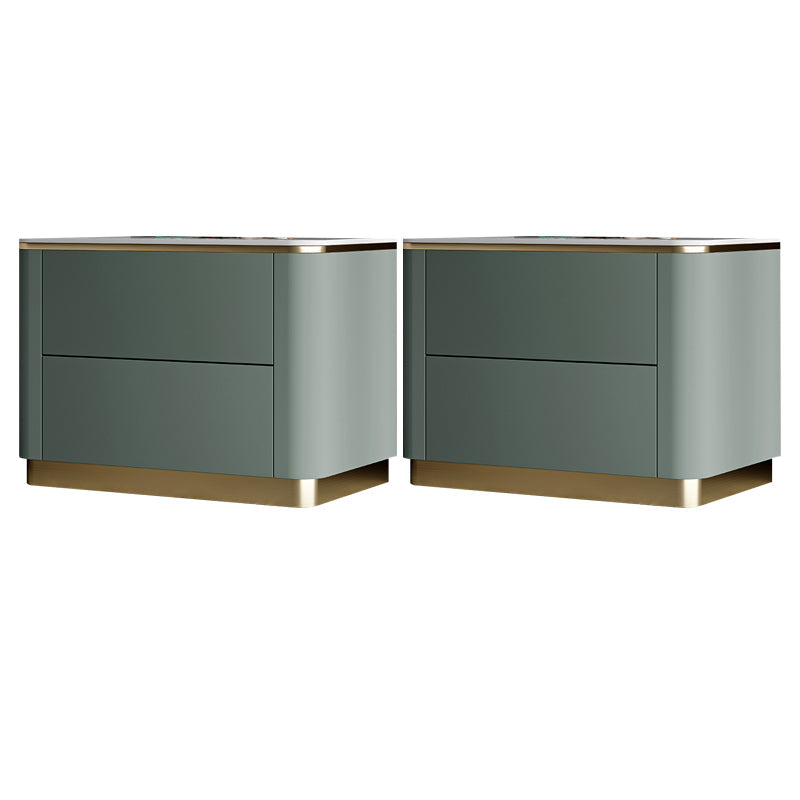 Glam Wood-Based Panel Accent Table Nightstand Drawer Storage Night Table