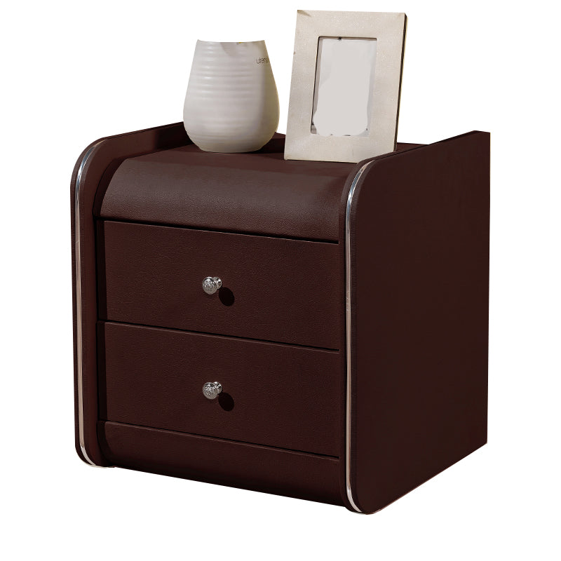 Rectangular 2 Drawers Nightstand Contemporary 18.9" H Night Table