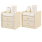 Rectangular 2 Drawers Nightstand Contemporary 18.9" H Night Table