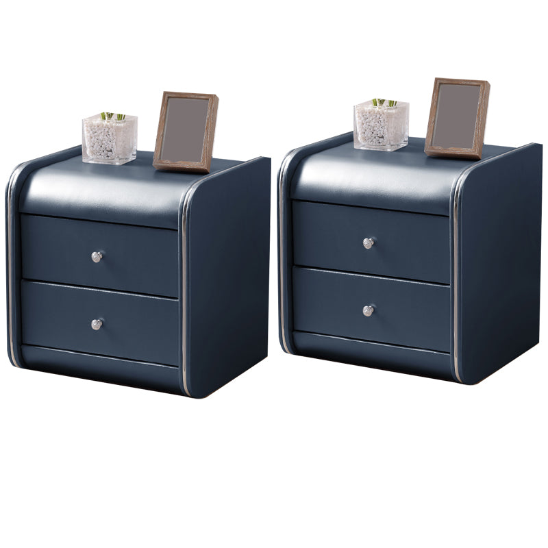 Rectangular 2 Drawers Nightstand Contemporary 18.9" H Night Table