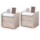 Rectangular 2 Drawers Nightstand Contemporary 18.9" H Night Table