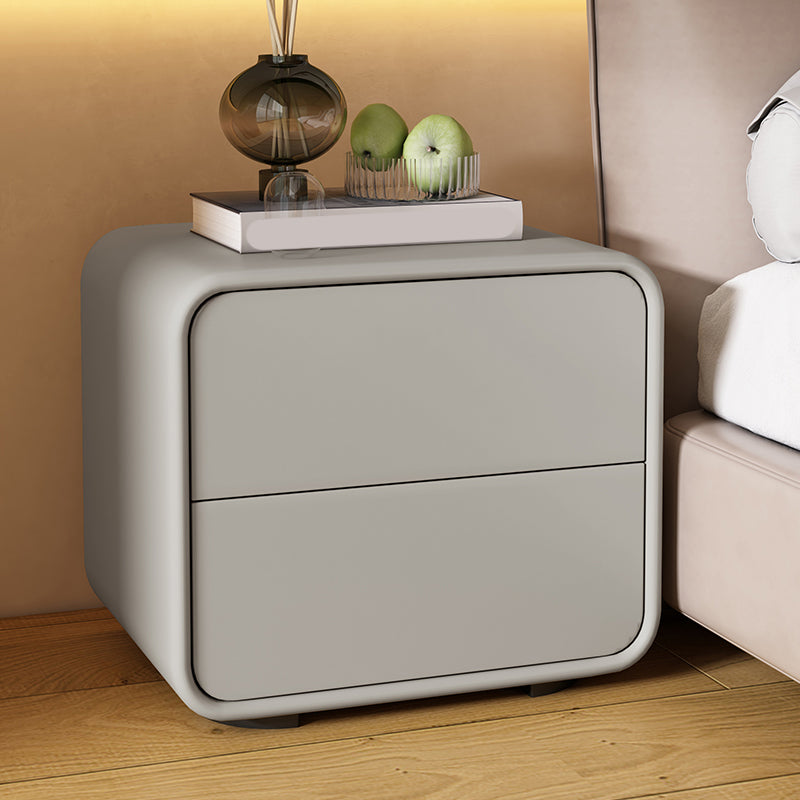 Mesa de 2 cajones de estilo contemporáneo Marco de madera maciza de cuero Nightsand