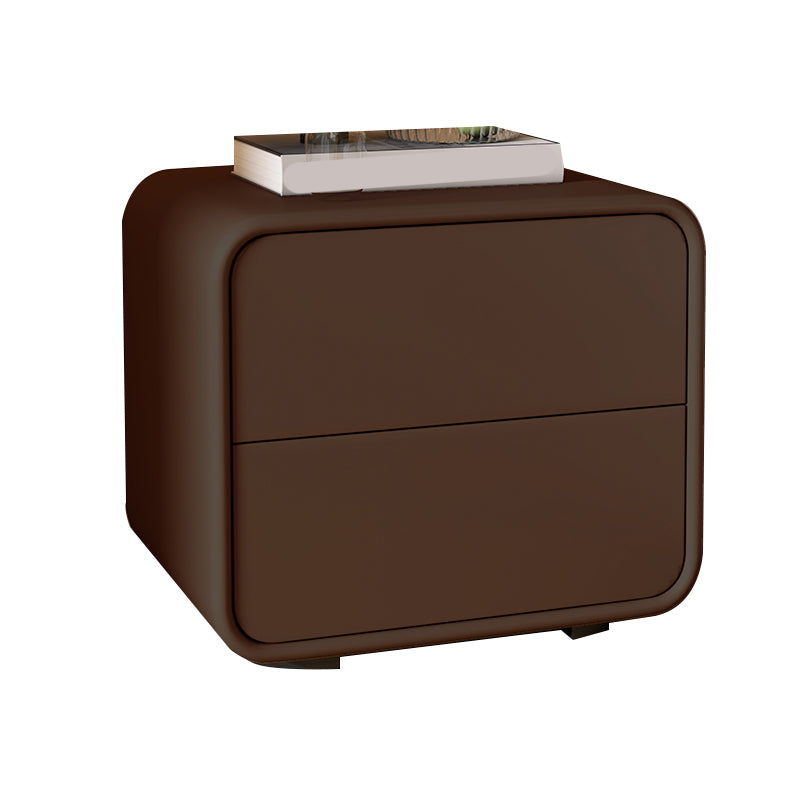 Mesa de 2 cajones de estilo contemporáneo Marco de madera maciza de cuero Nightsand