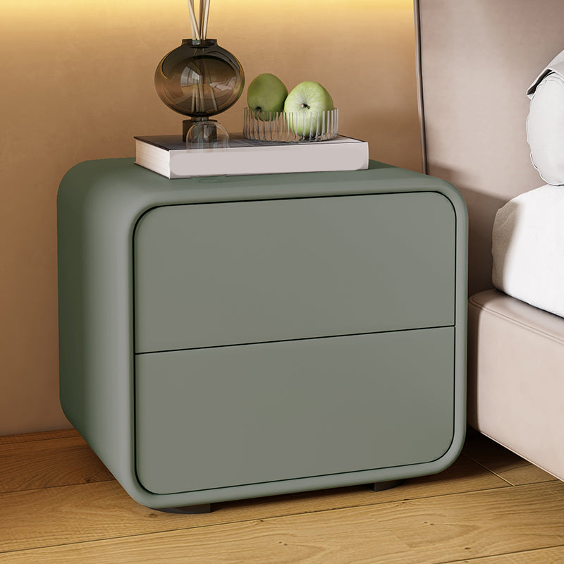 Mesa de 2 cajones de estilo contemporáneo Marco de madera maciza de cuero Nightsand